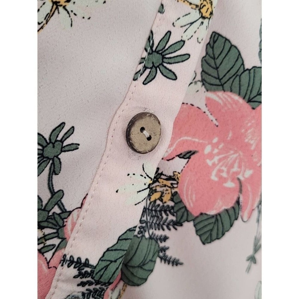 Lily Rose‎ Romper Juniors Medium Pink Floral V Neck Tiered Short Sleeve Feminine - Picture 5 of 9